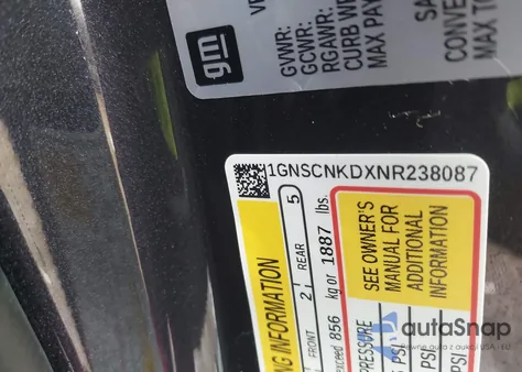 2022 Chevrolet Tahoe 2Wd Lt из США, поврежденный, VIN 1GNSCNKDXNR238087